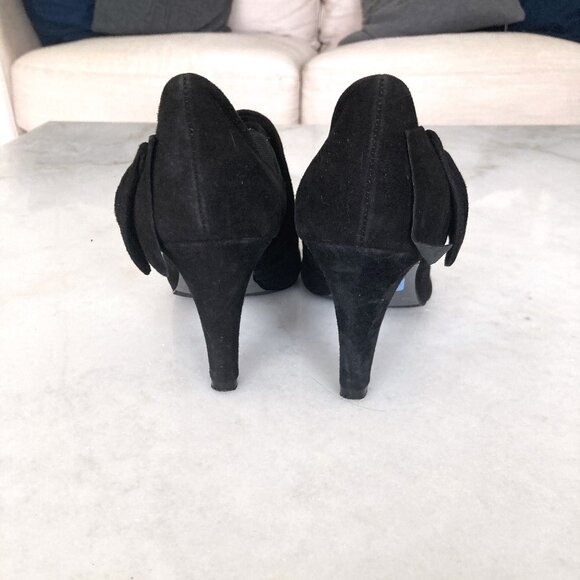 Tahari Greyson bow ankle boot / boots / booties / pumps (black) suede leather - Picture 4 of 8